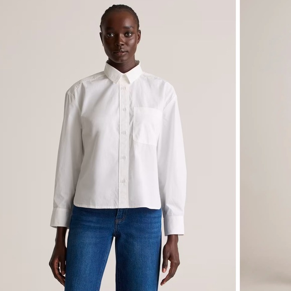 Quince Tops - Quince 100% Organic Cotton Poplin Cropped Long Sleeve Shirt Sz M NEW